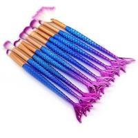 Pincel Kit 10 Peças Sereia Maquiagem Make Up Sombra Mermaid Portatil - 6
