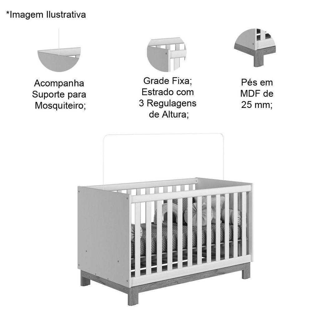 Berço Mini Cama Infantil Mdp-mdf Q Encanto Slim Branco - 3