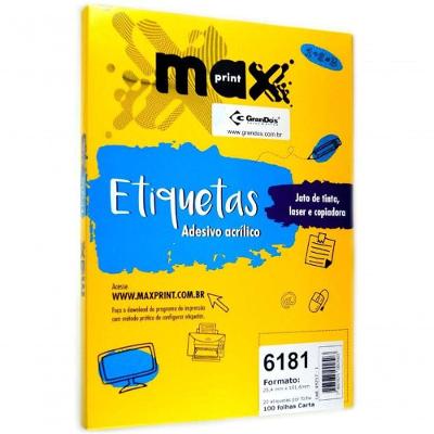 Etiqueta Carta - 100 Folhas - 25,4x101,6 Mm - Maxprint