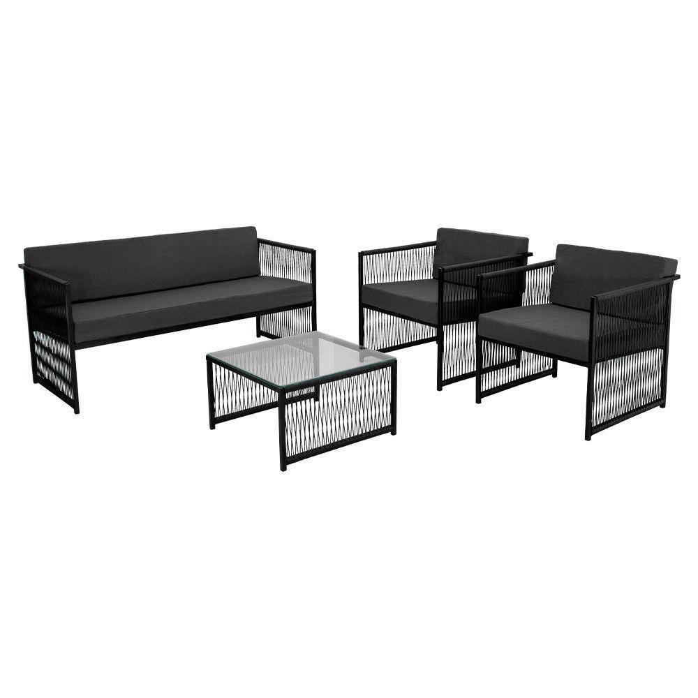 Conjunto Para área Externa De Fibra Sintética Preto-cinza - 1