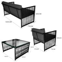 Conjunto Para área Externa De Corda Náutica Preto-cinza - 2