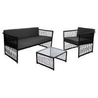 Conjunto Para área Externa De Fibra Sintética Preto-cinza - 1