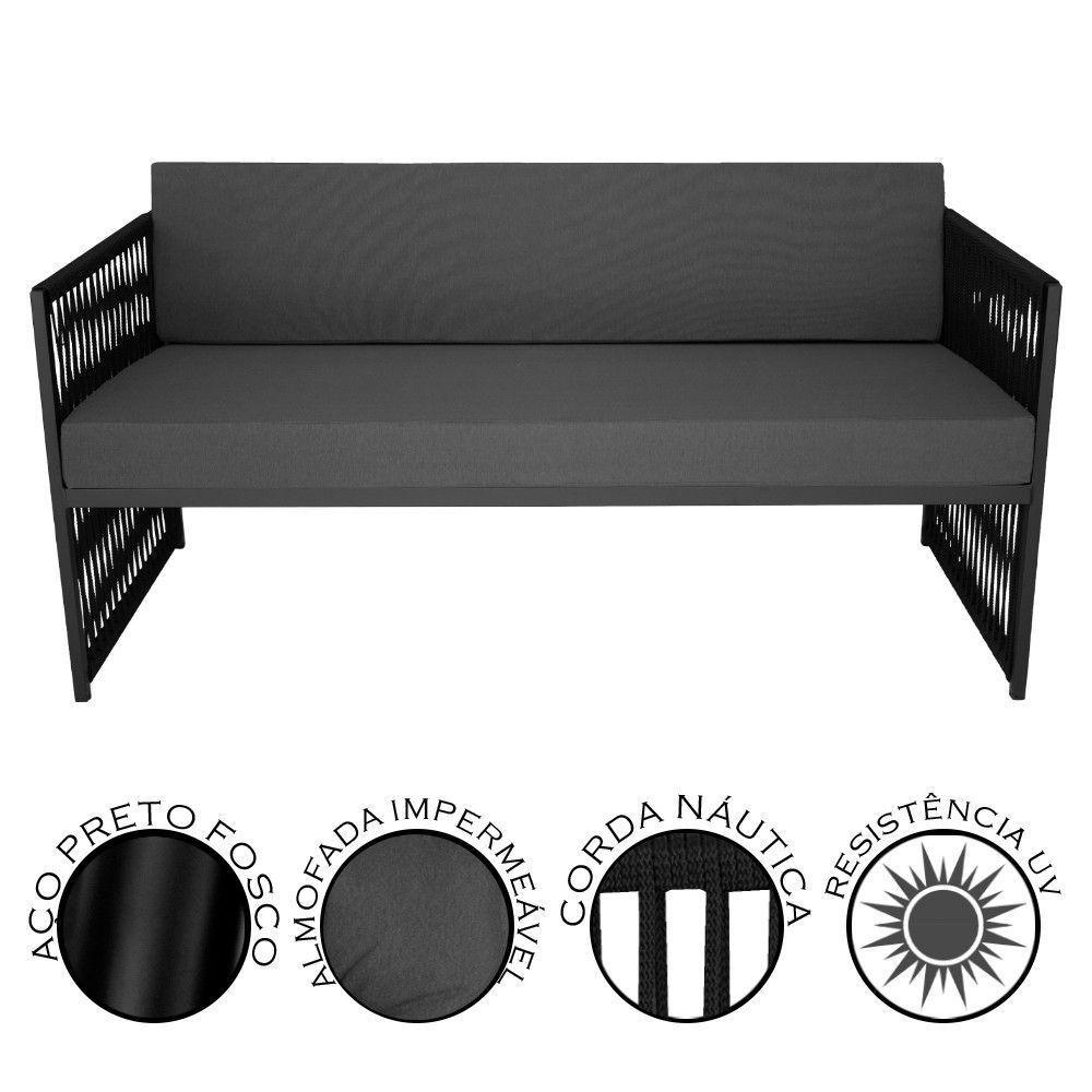 Conjunto Para área Externa De Corda Náutica Preto-cinza - 6