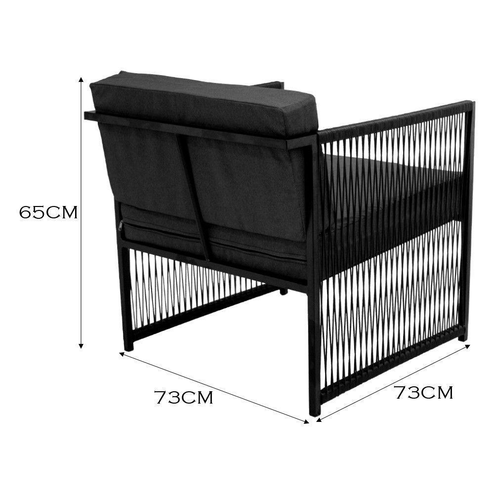 Conjunto De 2 Poltronas Em Fibra Sintética E Mesa De Centro Preto-cinza - 8