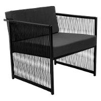 Conjunto De 2 Poltronas Em Fibra Sintética E Mesa De Centro Preto-cinza - 6