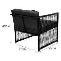 Conjunto De 2 Poltronas Em Fibra Sintética E Mesa De Centro Preto-cinza - 8