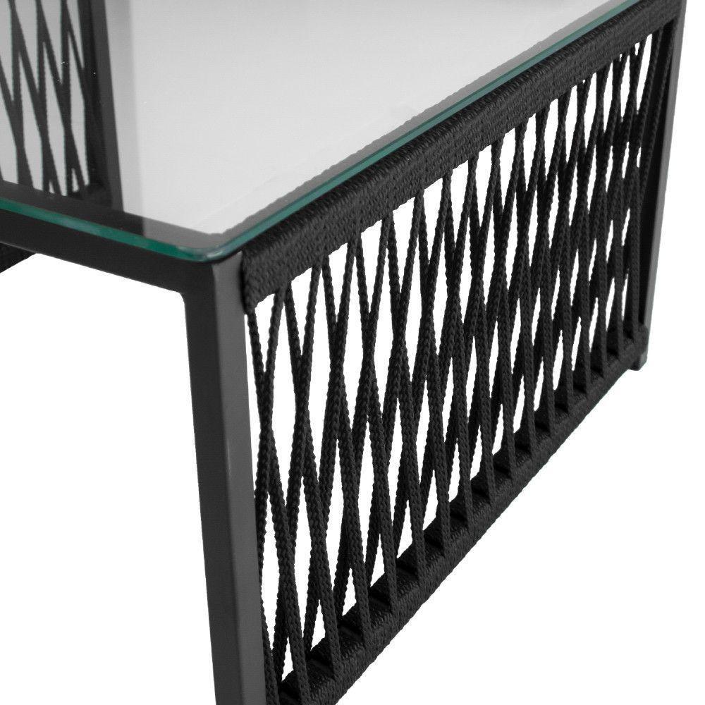 Conjunto De 2 Poltronas E Mesa De Centro Quadrada Com Tampo Preto-cinza - 2