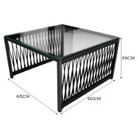 Conjunto De 2 Poltronas E Mesa De Centro Quadrada Com Tampo Preto-cinza - 3