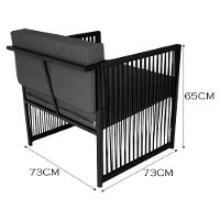 Conjunto De 2 Poltronas E Mesa De Centro Quadrada Com Tampo Preto-cinza - 7