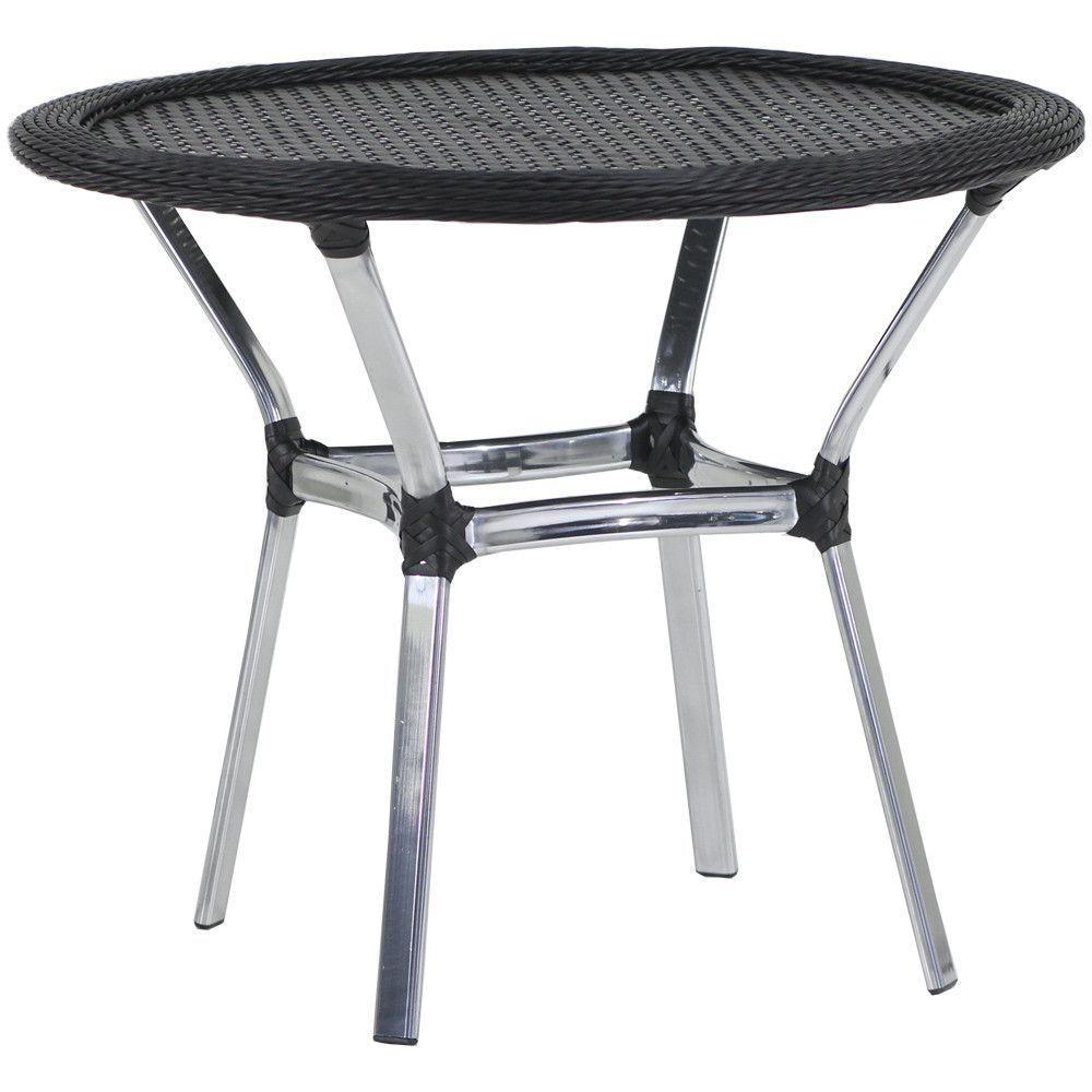 4 Cadeiras Alumínio E Mesa Tampo Tramado área Piscina Jardim Preto - 4