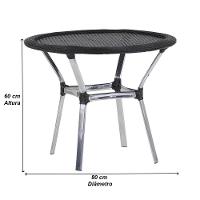 4 Cadeiras Alumínio E Mesa Tampo Tramado área Piscina Jardim Preto - 6