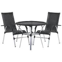 4 Cadeiras Alumínio E Mesa Tampo Tramado área Piscina Jardim Preto - 9