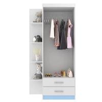 Guarda-roupa Infantil Atalaia 2 Portas 2 Gavetas Com 4 Prateleiras Externas - Branco / Azul Branco / Azul - 3