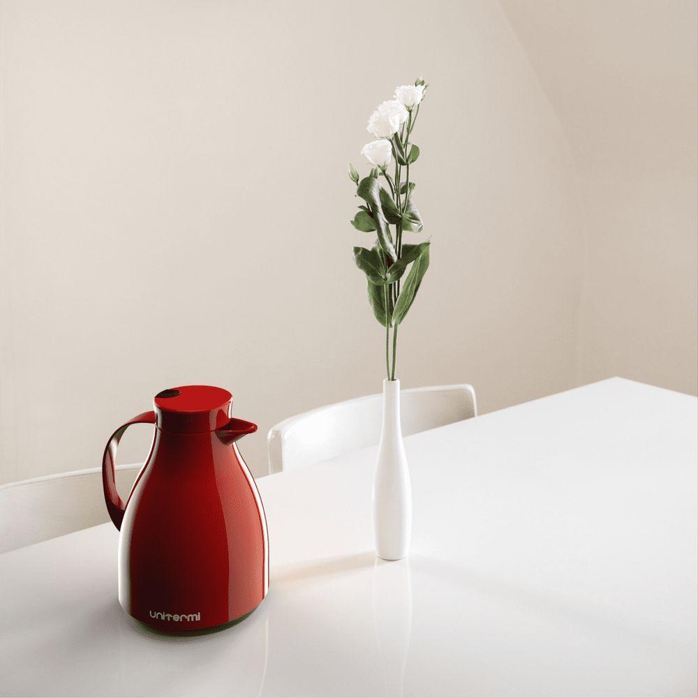 Garrafa Térmica Mesa Paris Vermelha 1L Bule Gatilho Café Chá - 2