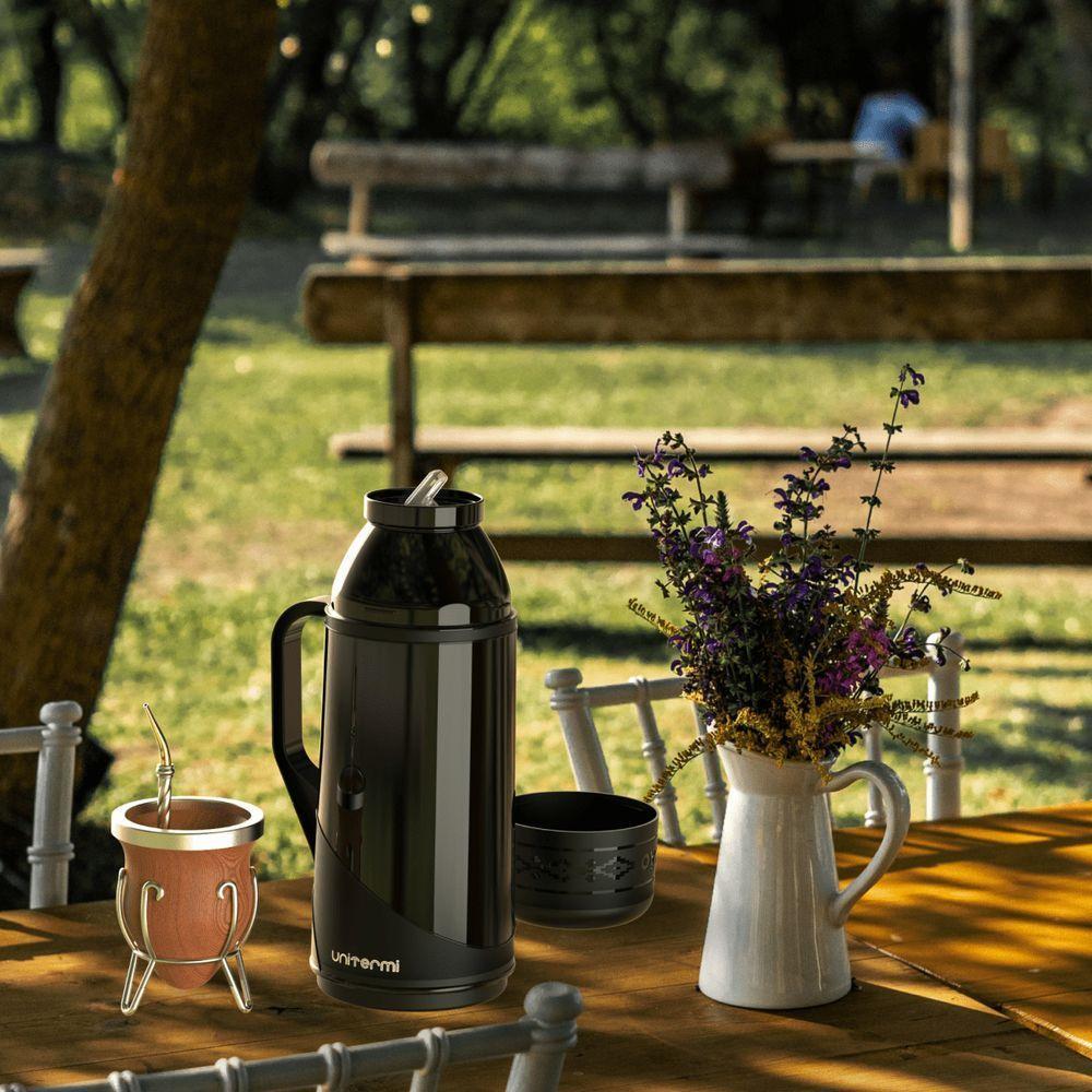 Garrafa Térmica De Mesa Roma Tradição Preta 1L Chá Chimarrão - 2