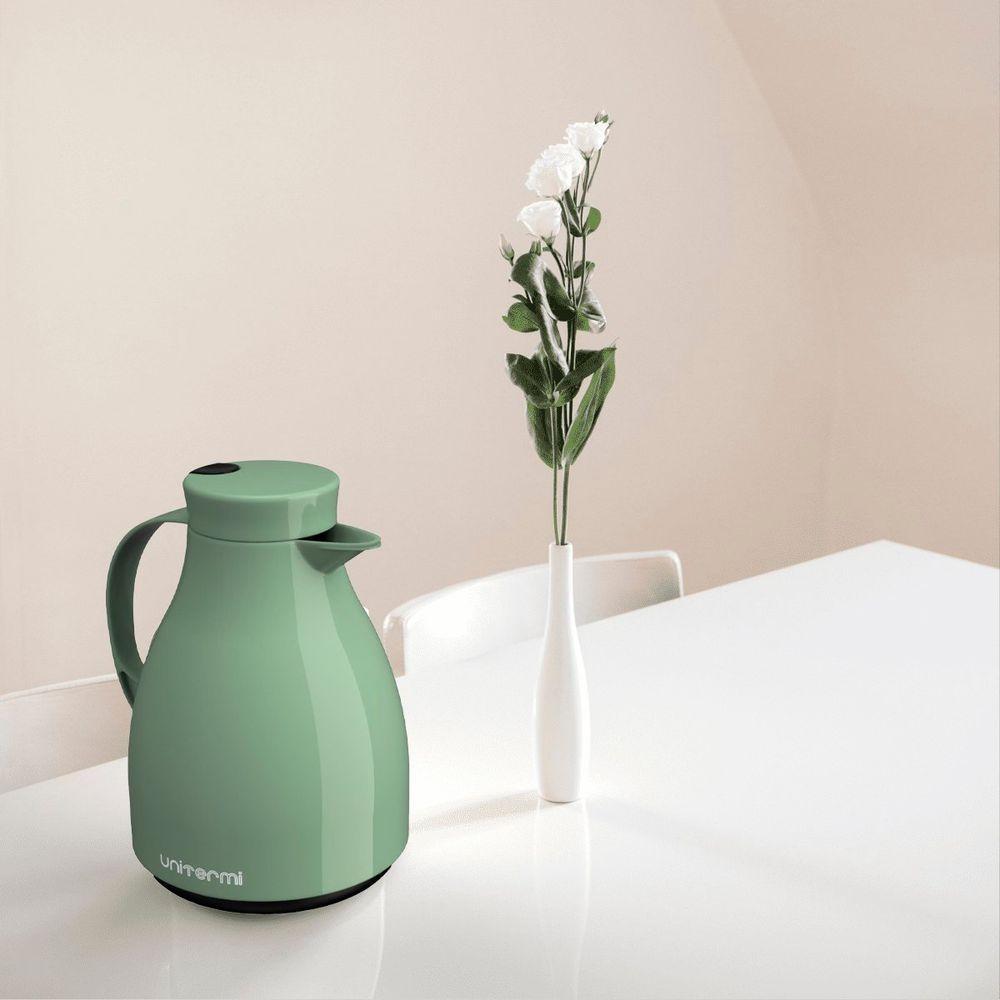 Garrafa Térmica De Mesa Paris Verde 1L Bule Gatilho Café Chá - 2
