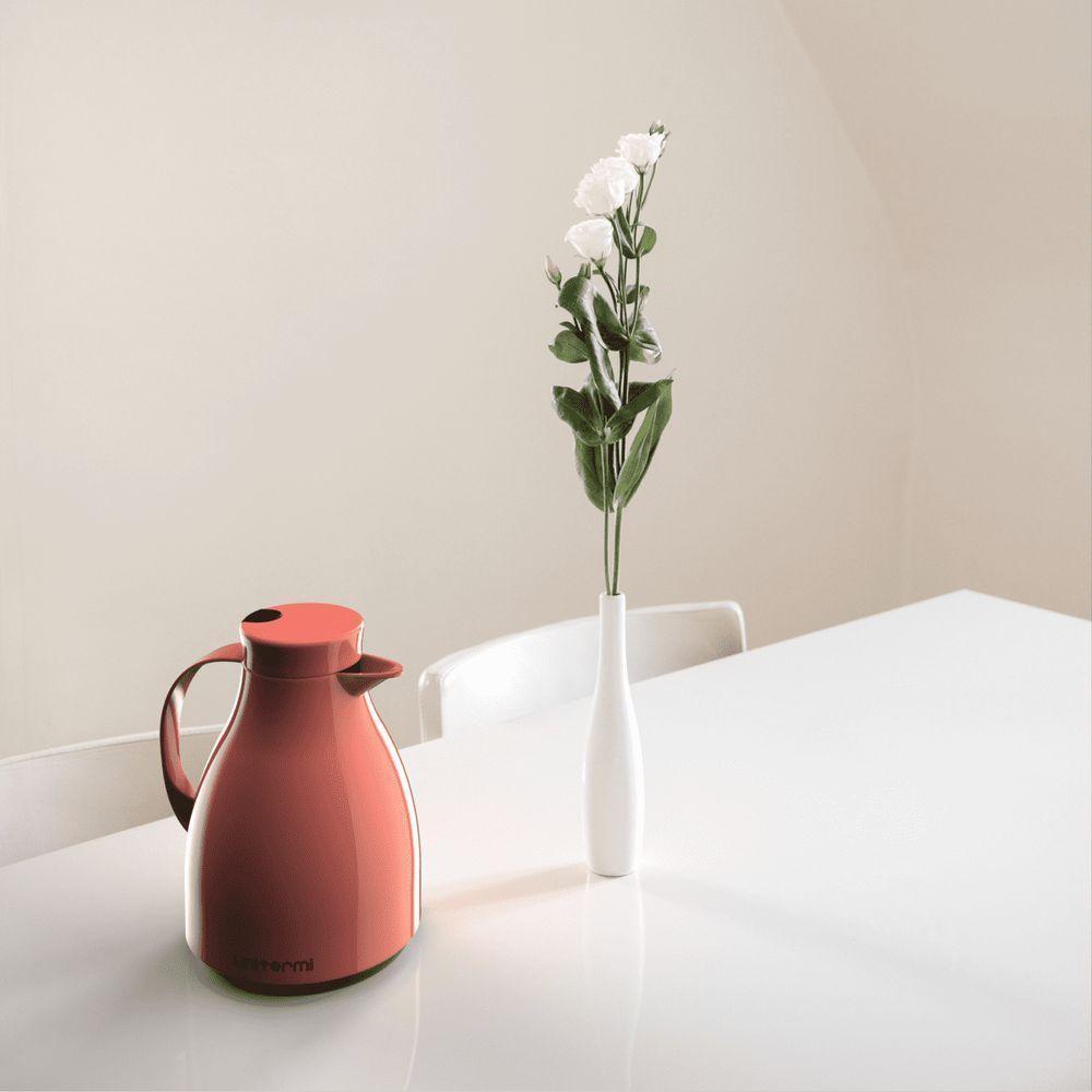 Garrafa Térmica De Mesa Paris Rosa 1L Bule Gatilho Café Chá - 2