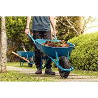 Carrinho De Mão Tramontina Com Caçamba Rasa Plástica Azul 50 L, Braço Metálico E Pneu Com Câmara