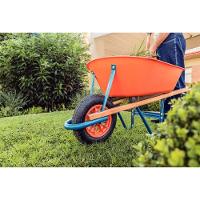 Carrinho Mão Com Caçamba Funda Plástica Laranja 55 L Braço Madeira Pneu Com Câma - 5