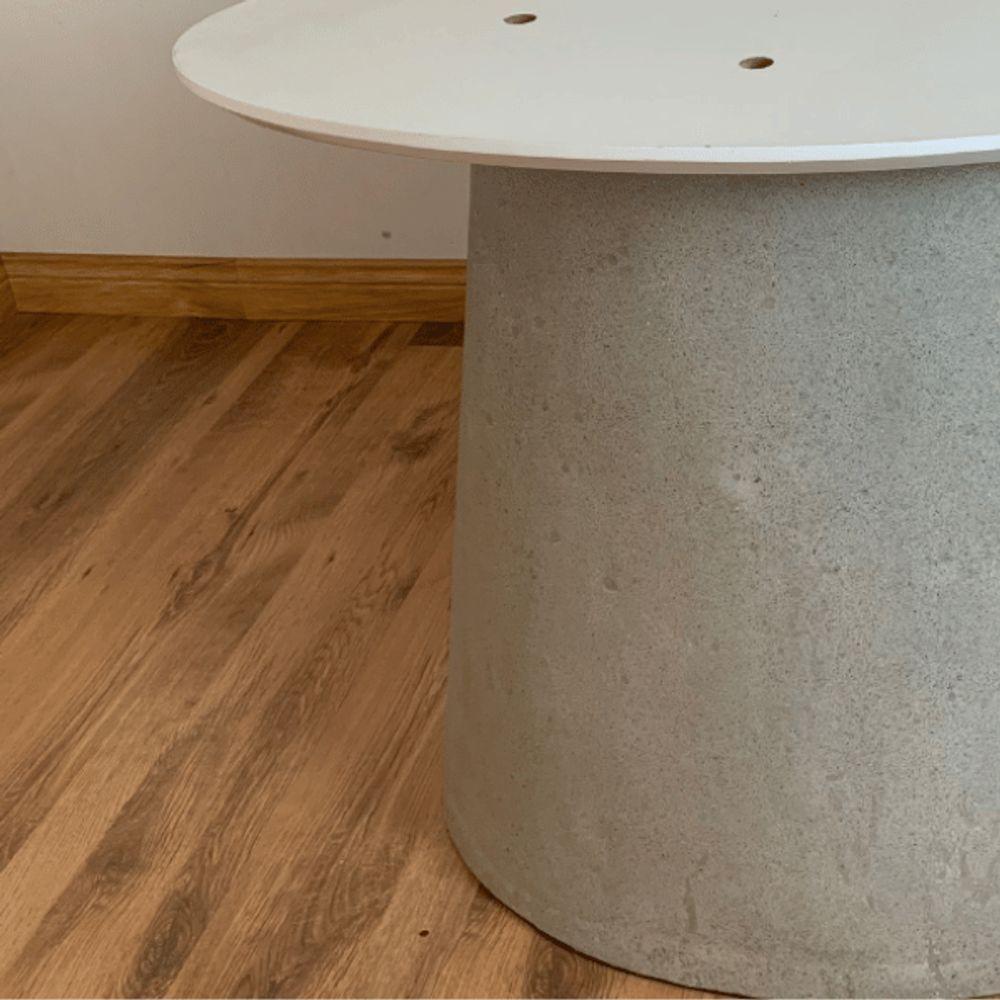 Base De Mesa De Jantar Cone Oval Concreto Maciço P/ Tampo De 198x122 Cm Até 235x122 Cm Cor Cinza Claro - 4