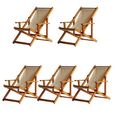 Kit 5 Espreguiçadeira Preguiçosa Dobrável Mel Cb-bege