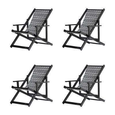 Kit 4 Espreguiçadeiras Dobrável Black Cb-retro
