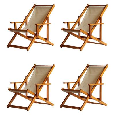 Kit 4 Espreguiçadeira Preguiçosa Dobrável Mel Cb-bege