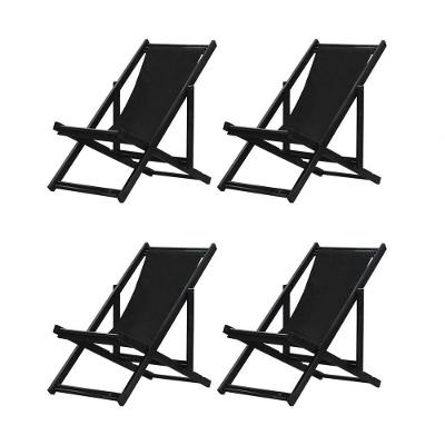 Kit 4 Espreguiçadeiras Dobrável Black Sb-preto
