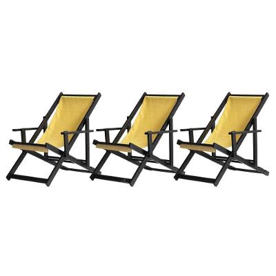 Kit 3 Espreguiçadeiras Dobrável Black Cb-amarelo