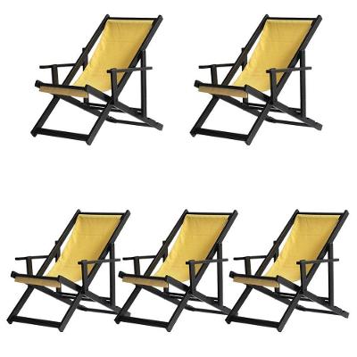 Kit 5 Espreguiçadeiras Dobrável Black Cb-amarelo