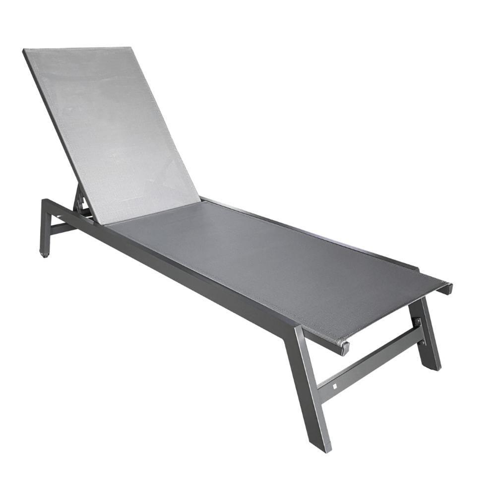 Espreguiçadeira Jeri Fratini 191 Cm (largura) Em Alumínio E Assento Em Tela Cor Cinza Com 2 Rodinhas - 1