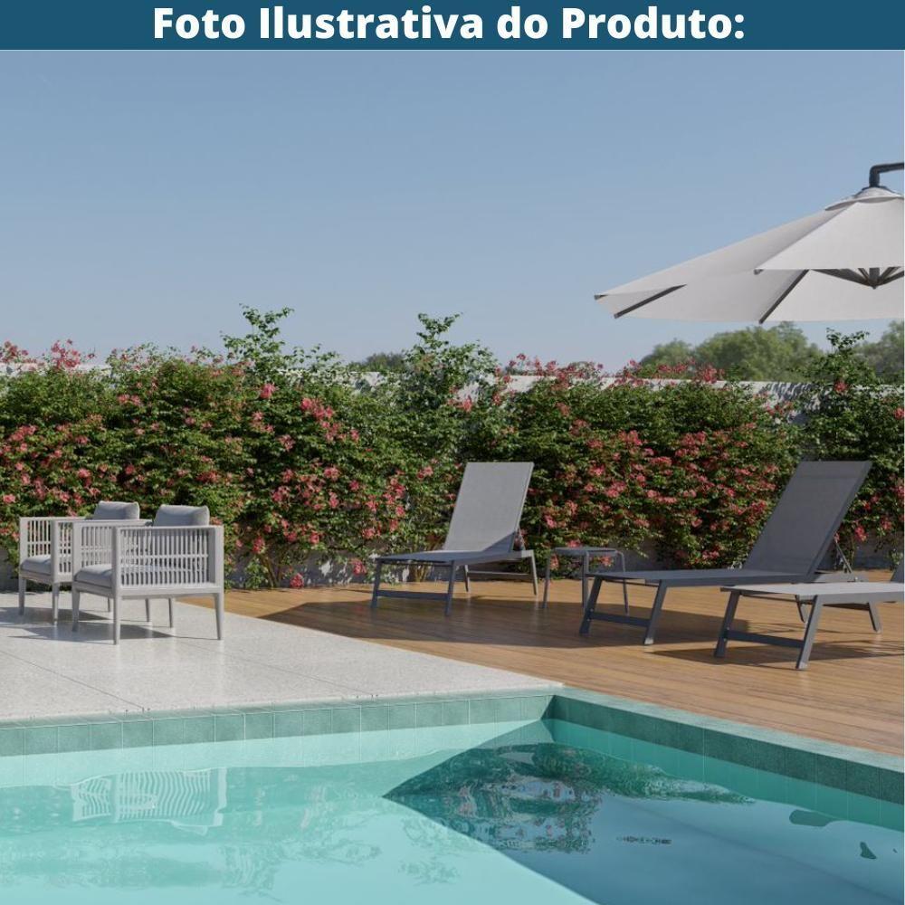 Espreguiçadeira Jeri Fratini 191 Cm (largura) Em Alumínio E Assento Em Tela Cor Cinza Com 2 Rodinhas - 2