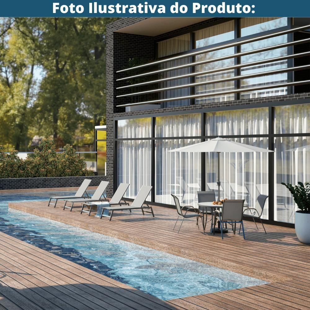 Espreguiçadeira Jeri Fratini 191 Cm (largura) Em Alumínio E Assento Em Tela Cor Cinza Com 2 Rodinhas - 6