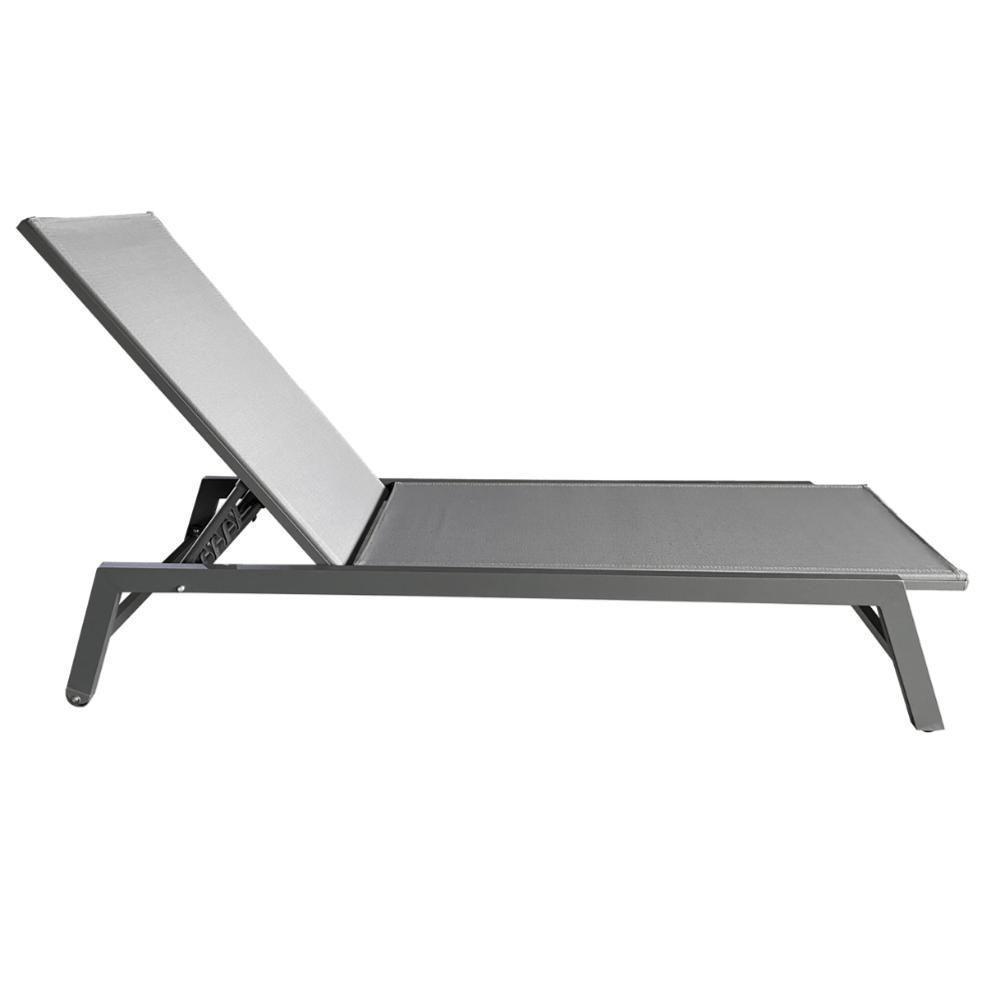 Espreguiçadeira Jeri Fratini 191 Cm (largura) Em Alumínio E Assento Em Tela Cor Cinza Com 2 Rodinhas - 9