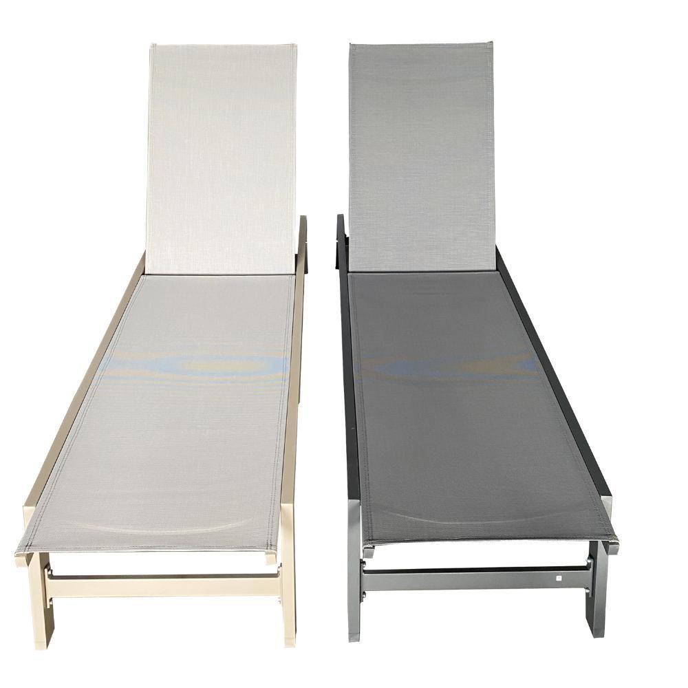 Espreguiçadeira Jeri Fratini 191 Cm (largura) Em Alumínio E Assento Em Tela Cor Cinza Com 2 Rodinhas - 10