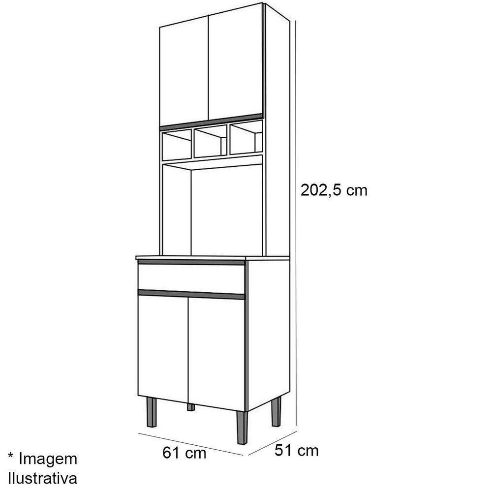 Paneleiro Duplo Adriana 4 Portas Amêndoa-preto - 4