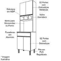 Paneleiro Duplo Adriana 4 Portas Amêndoa-preto - 3