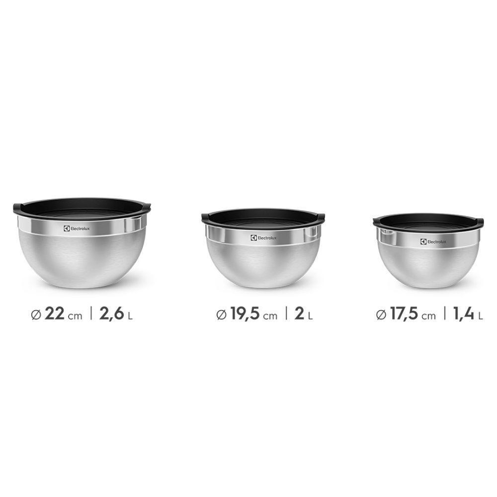 Conjunto 3 Bowls De Inox Com Tampa Plástica Electrolux Cor:inox - 2