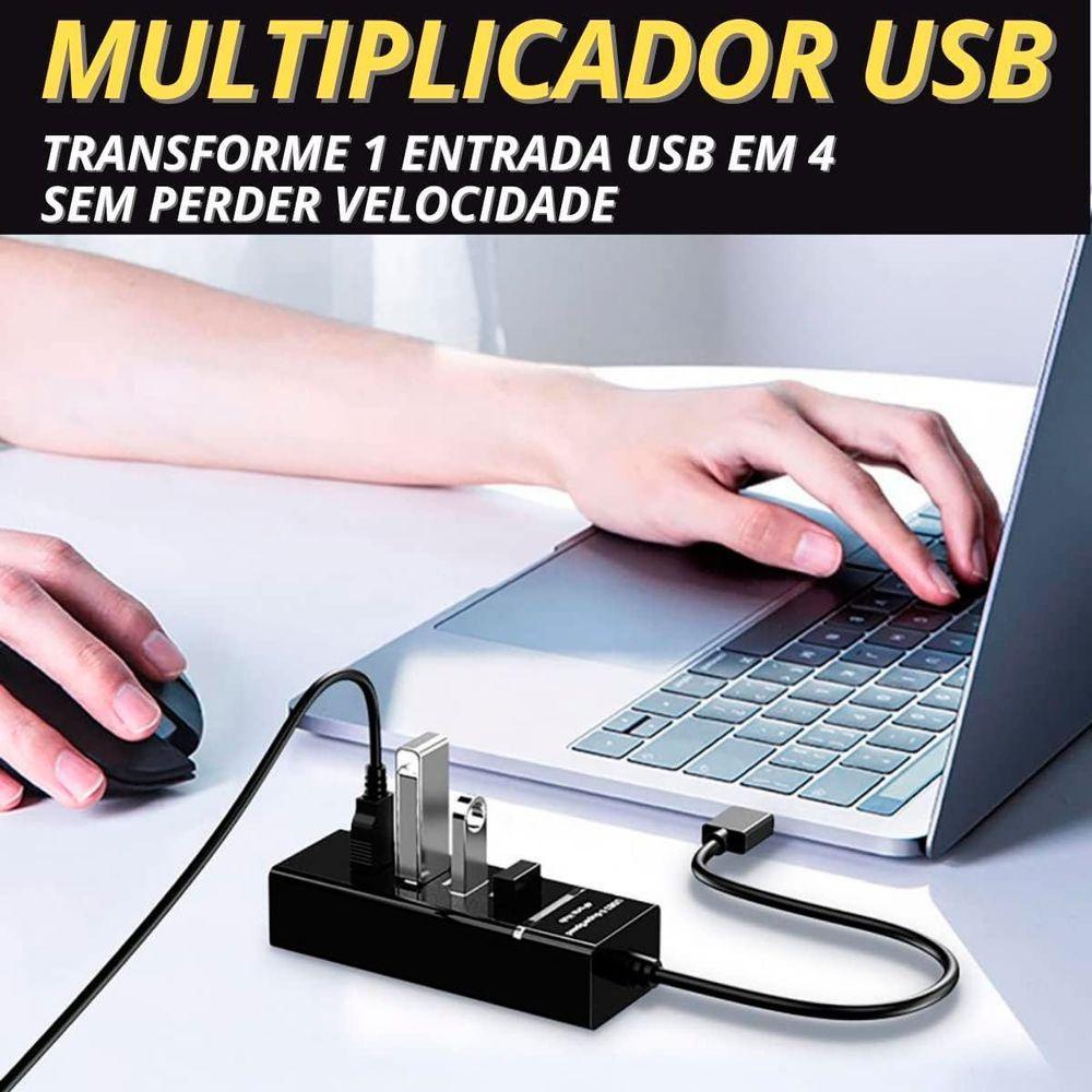 Hub Usb 3.0 Extensor 4 Portas Led Indicador High Speed Hd - 3