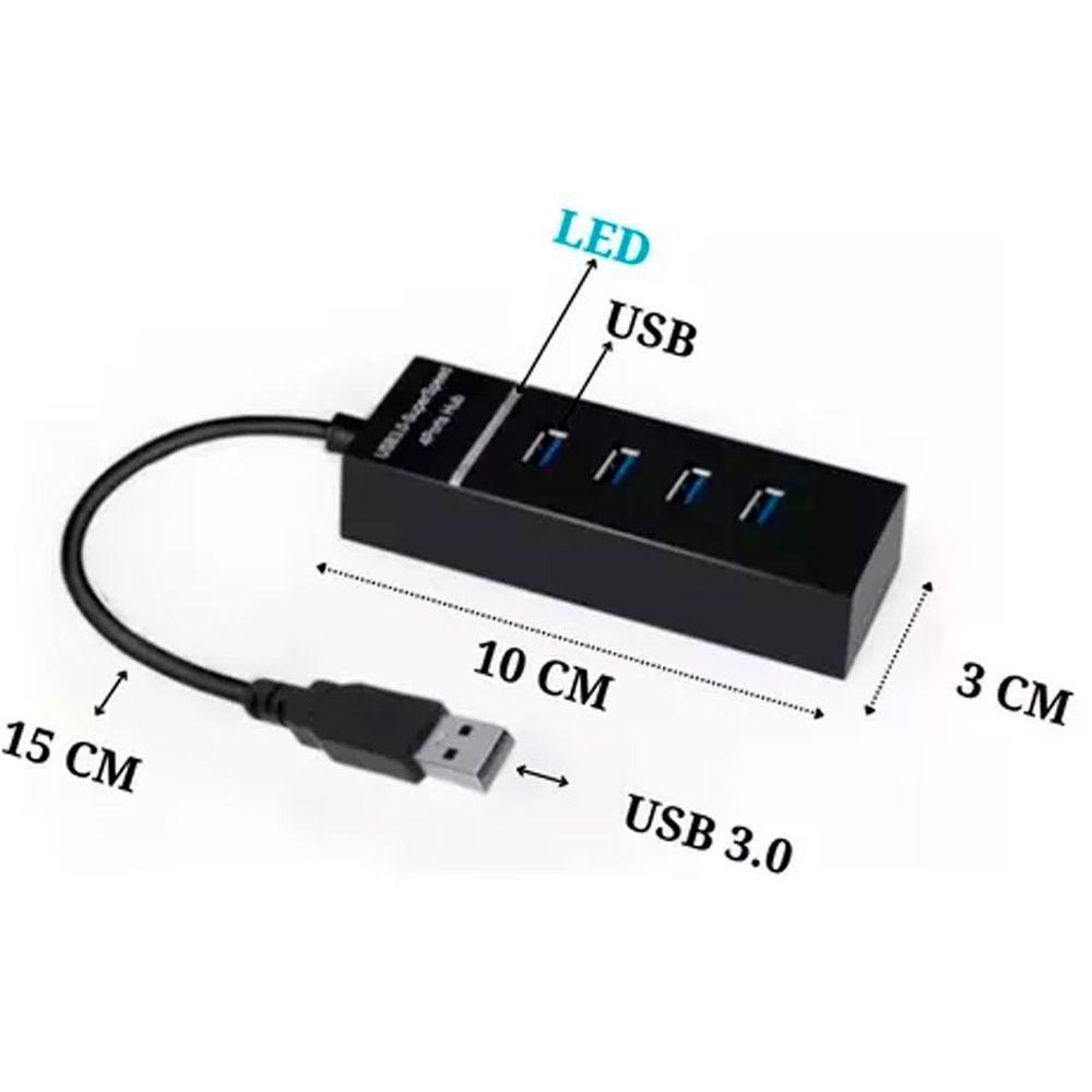 Hub Usb 3.0 Extensor 4 Portas Led Indicador High Speed Hd - 4