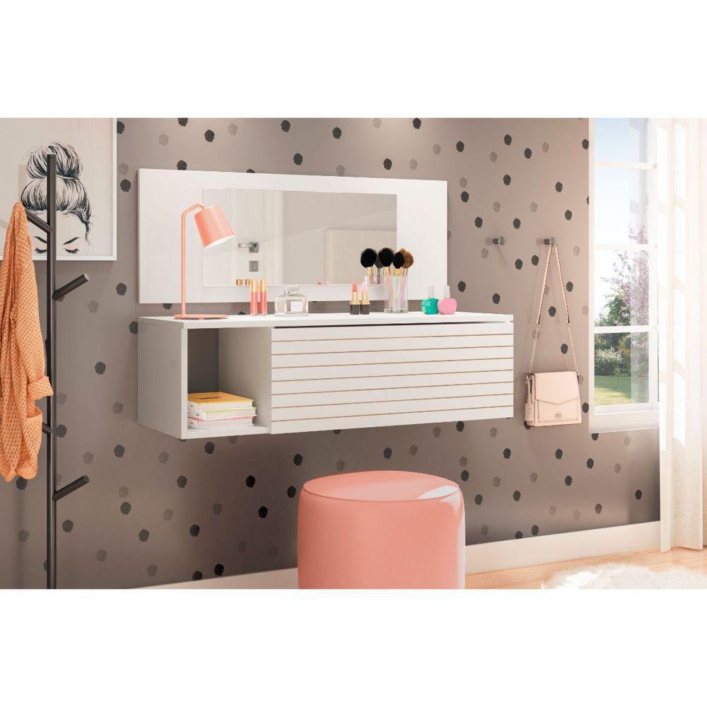 Penteadeira Suspensa Joy Com Espelho E 1 Gaveta Para Quarto - 1