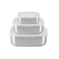 Jogo De Potes Freezinox Quadrados Em Aço Inox Com Tampa Plástica 3 Peças Tramontina 64220/800 - 1