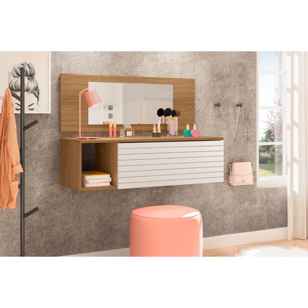 Penteadeira Suspensa Joy Com Espelho E 1 Gaveta Para Quarto - 1