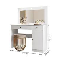 Penteadeira Camarim Bella Com 3 Gavetas E 1 Porta E Led Branco Branco - 2