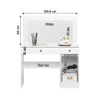 Penteadeira Camarim Bella Com 3 Gavetas E 1 Porta E Led Branco Branco - 3