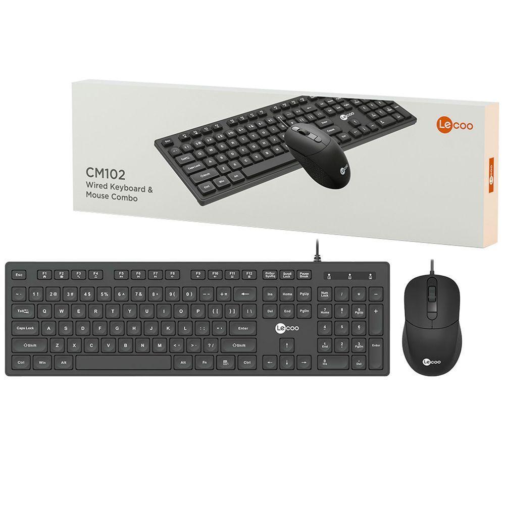 Kit Teclado E Mouse Lecoo, Usb, Abnt2, 2400dpi, Preto - Cm102 - 1