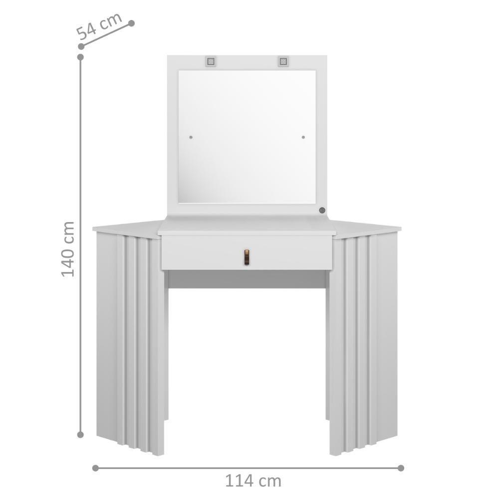 Penteadeira Ripada Com Espelho E Led Verê Branco - 5