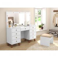 Penteadeira Com Espelho E Leds Eloá Branca Com Banqueta Patrimar - 1