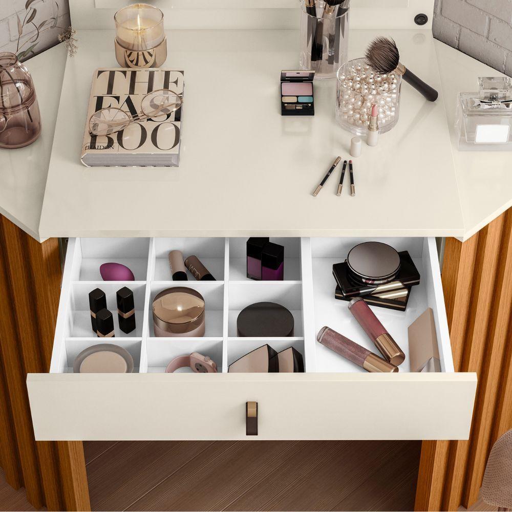 Camarim Ripado Com Led E Espelho Uraí Cinamomo Off White - 3