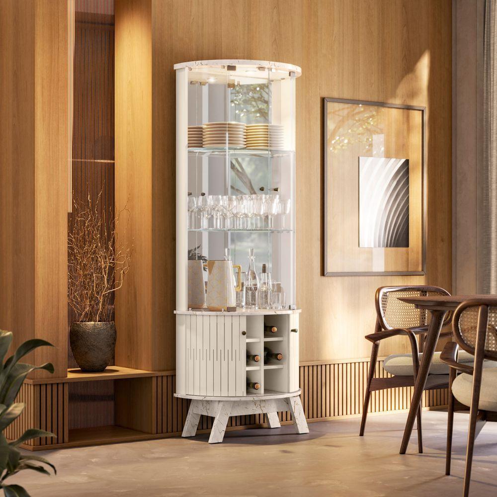 Cristaleira Com Adega E 4 Portas Forli Calacata Off White - 2